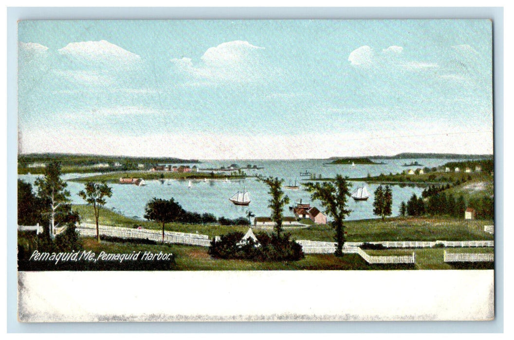 c1905 Boat Scene, Pemaquid Harbor Pemaquid Maine ME Antique Unposted Postcard