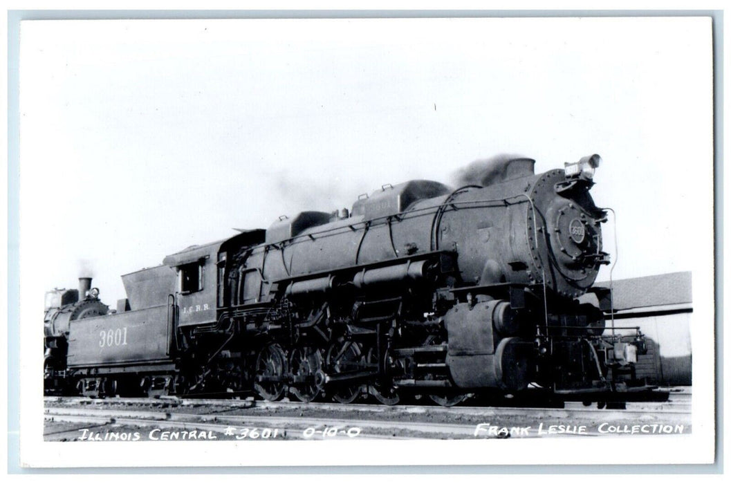 I. C. Railroad 3601 Illinois Central Locomotive Train RPPC Photo Postcard