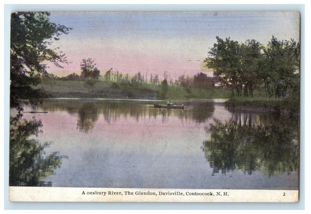 A Nesbury River The Glendon Davisville Boat Contoocook New Hampshire NH Postcard
