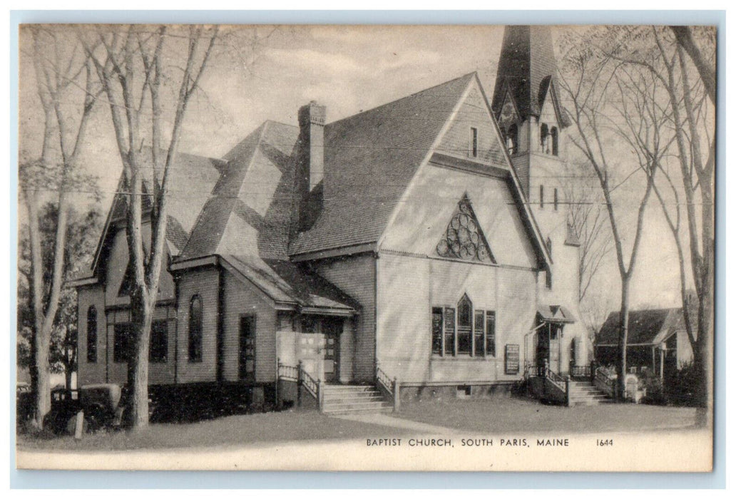 c1940's Entrance to Baptist Church South Paris Maine ME Unposted Postcard