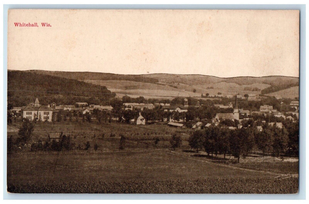 c1910 Bird's Eye View Whitehall  Wisconsin WI Vintage Antique Unposted Postcard