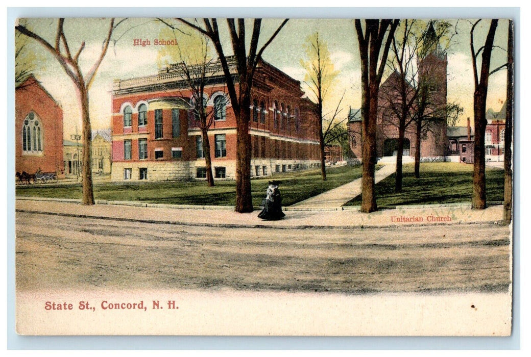 c1905 State Street Unitarian Church Concord New Hampshire NH Antique Postcard