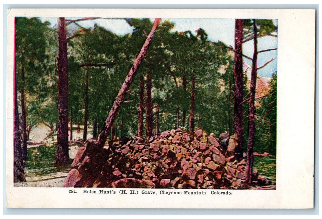 Helen Hunt's H.H. Grave Cheyenne Mountain Colorado CO, Rocks Trees View Postcard