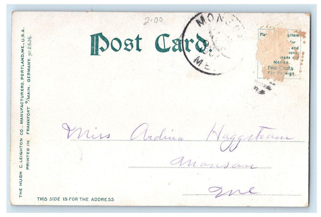 c1905 Boat Scene, Pemaquid River Near The Falls Pemaquid ME Monson ME Postcard