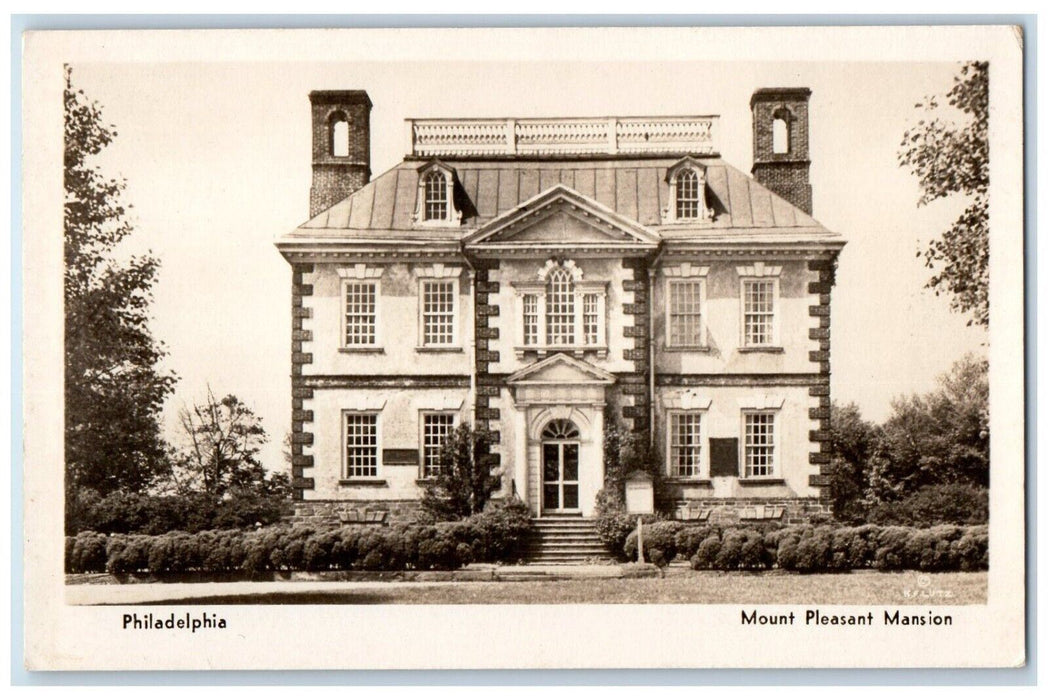 1947 Mount Pleasant Mansion East Fairmount Park Philadelphia PA RPPC Postcard