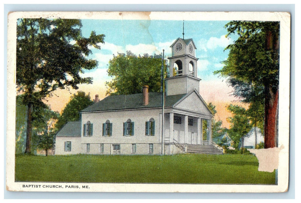 c1920's Stairway View of Baptist Church Paris Maine ME Posted Postcard