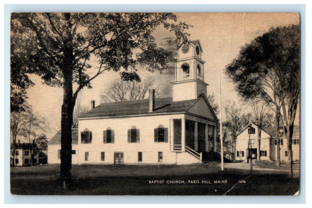 1944 Side View of Baptist Church, Paris Hill Maine ME Vintage Posted Postcard