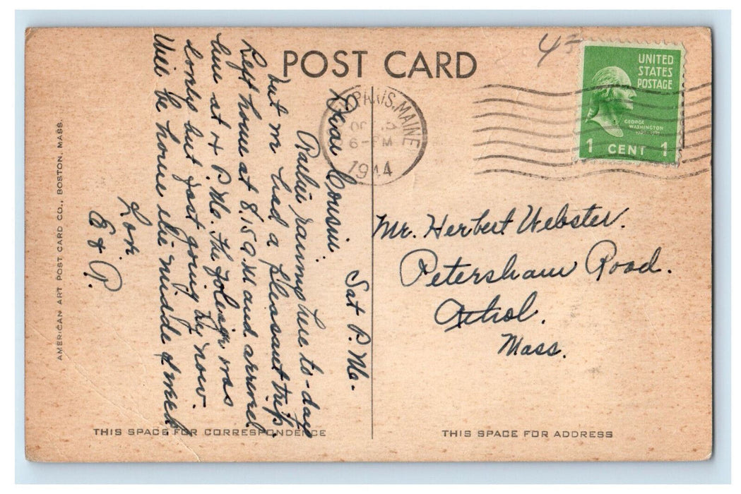 1944 Side View of Baptist Church, Paris Hill Maine ME Vintage Posted Postcard