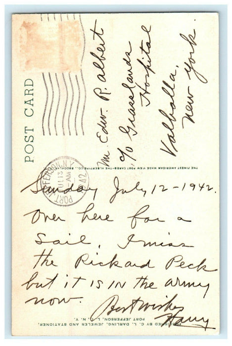 "Park City" Steamer Ship Bridgeport Conn. Port Jefferson Long Island NY Postcard