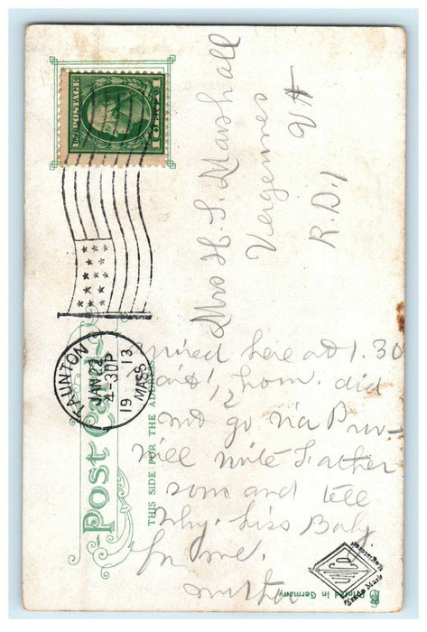 1913 City Hotel, Taunton Massachusetts MA Antique Posted Postcard