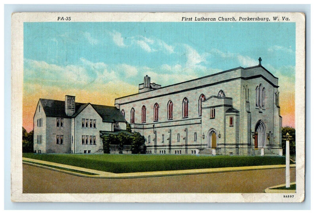 1944 First Lutheran Church Parkersburg Walker West Virginia WV Vintage Postcard