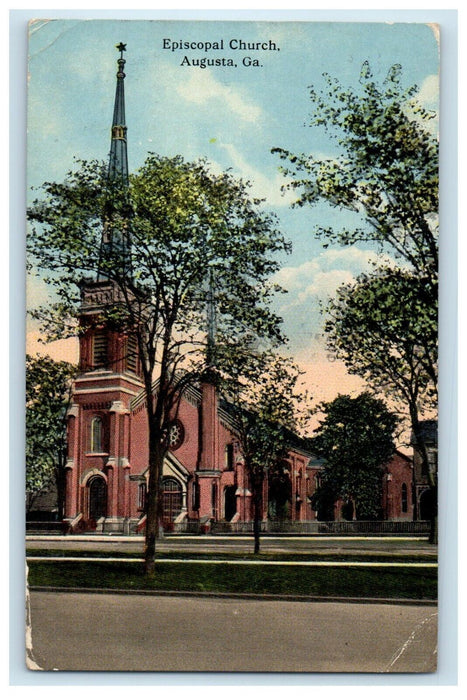 1917 Episcopal Church Street View Augusta Georgia GA Posted Antique Postcard