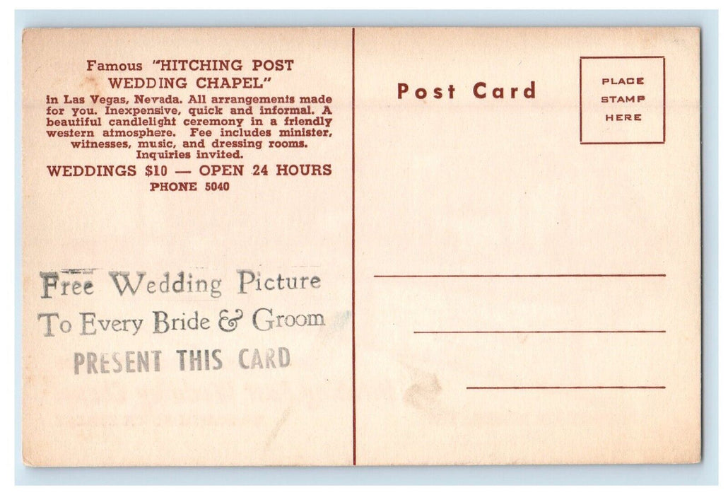 Las Vegas NV, Famous Hitching Post Wedding Chapel Advertising Postcard