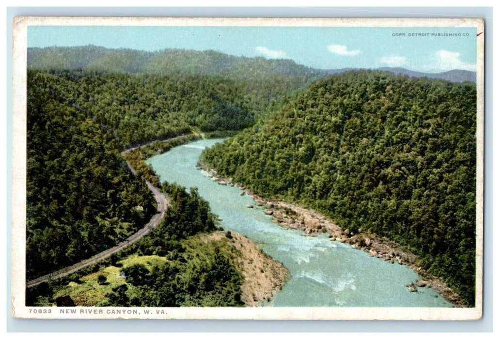 c1910's A View Of New River Canyon Railroad West Virginia WV Phostint Postcard