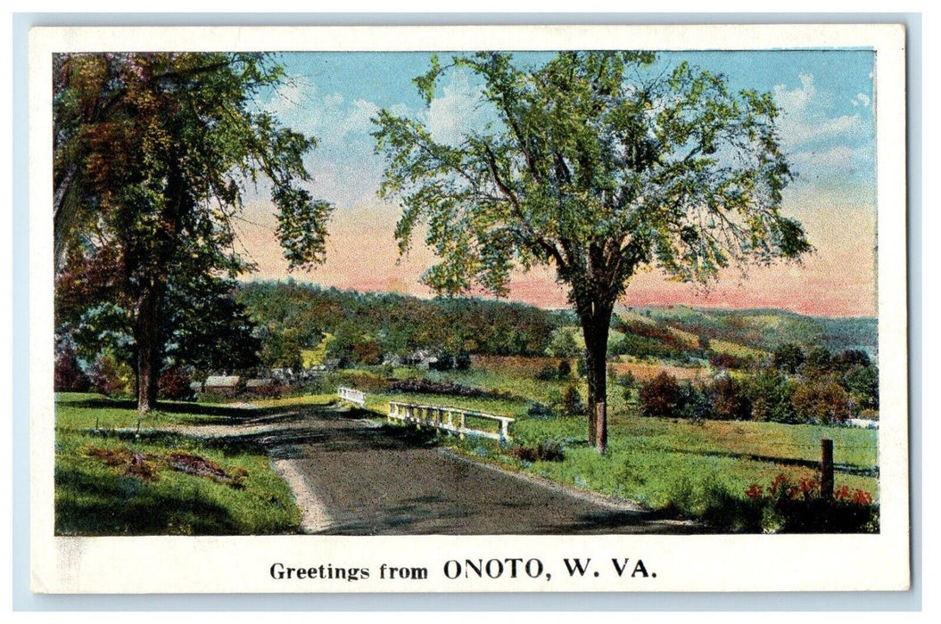 c1920's Greetings From Onoto West Virginia WV Advertising DPO Postcard