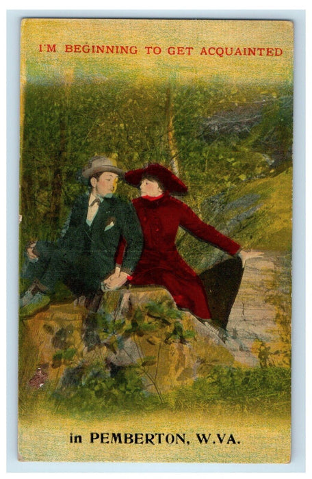 c1910's A Couple Holding Hands In Pemberton West Virginia WV Posted Postcard