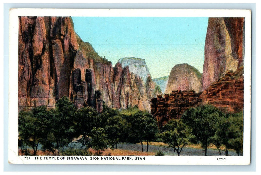 c1930s The Temple of Shinawava, Zion National Park Utah UT Unposted Postcard