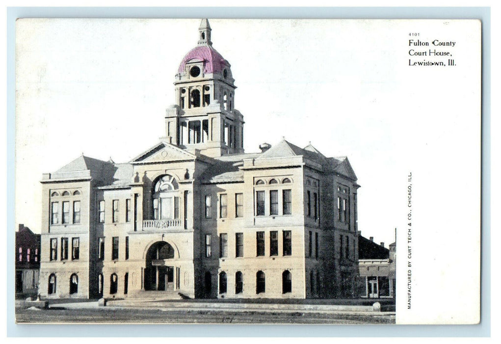 c1910s Fulton County Court House, Lewiston, Illinois IL Unposted Postcard