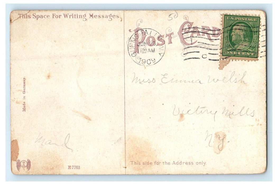 1909 The Falls Glens Falls New York NY Posted Antique Postcard
