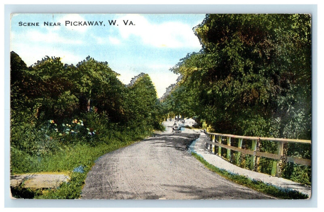 1910 Scene Dirt Road Car Pickaway West Virginia WV Posted Antique Postcard