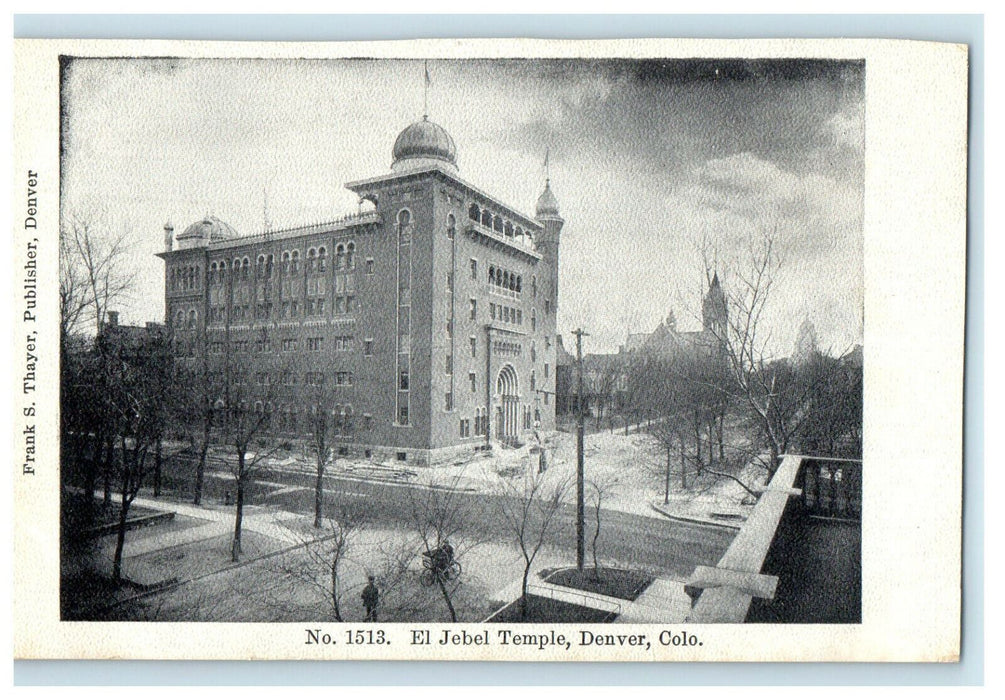 c1910s El Jebel Temple Denver Colorado Antique Unposted Postcard