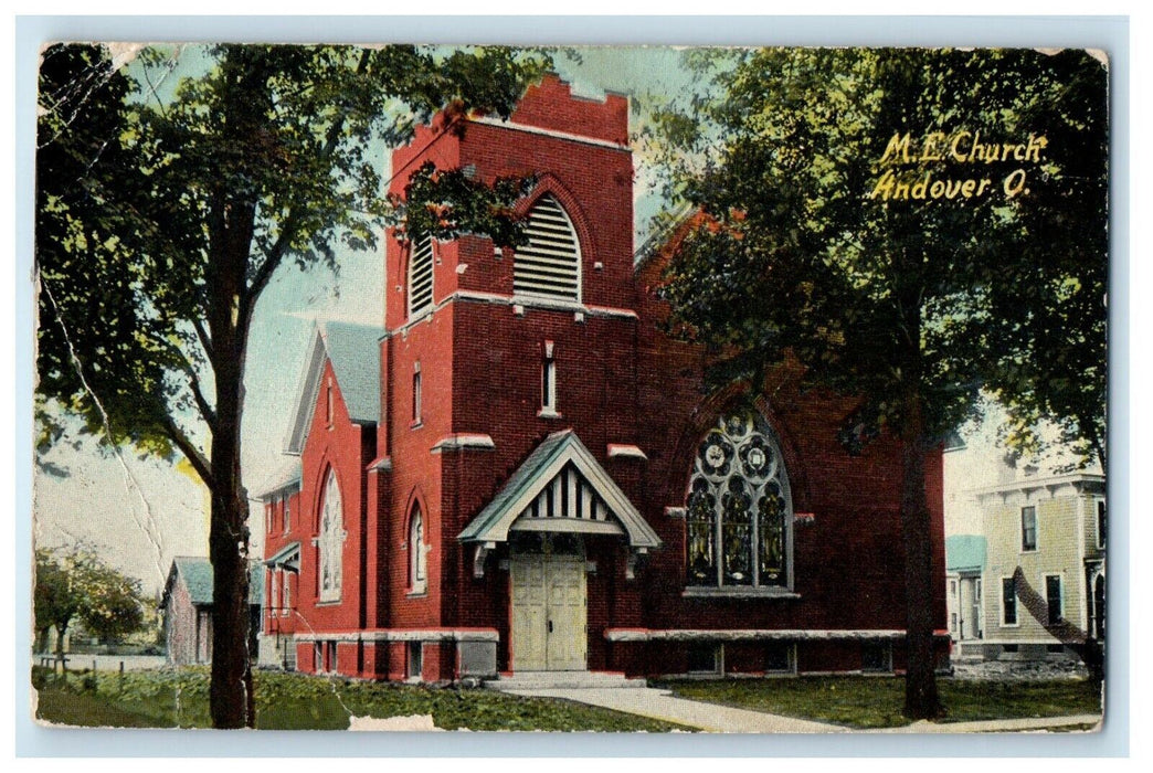 c1910's View Of M.E Church Andover Ohio OH Posted Antique Postcard