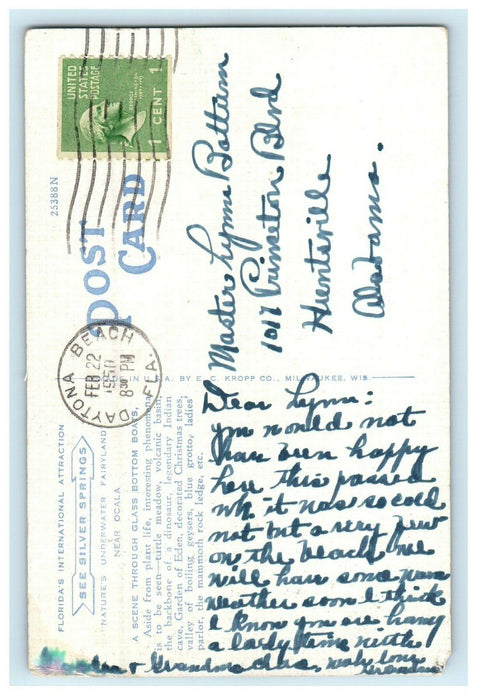 1950 Florida's International Attraction Nature's Underwater Fairyland Postcard