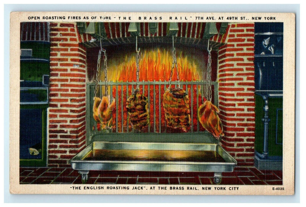 1942 The English Roasting Jack At The Brass Rail New York City NY Postcard