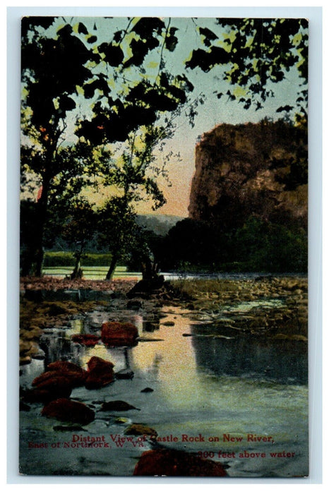 View Of Castle Rock On New River East Of Northfork West Virginia WV Postcard