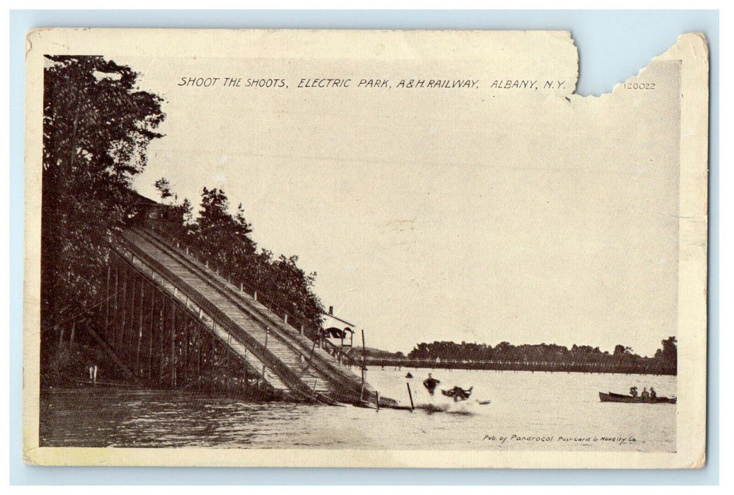 c1910s Shoot the Shoots, Electric Park, A&H Railway Albany New York NY Postcard