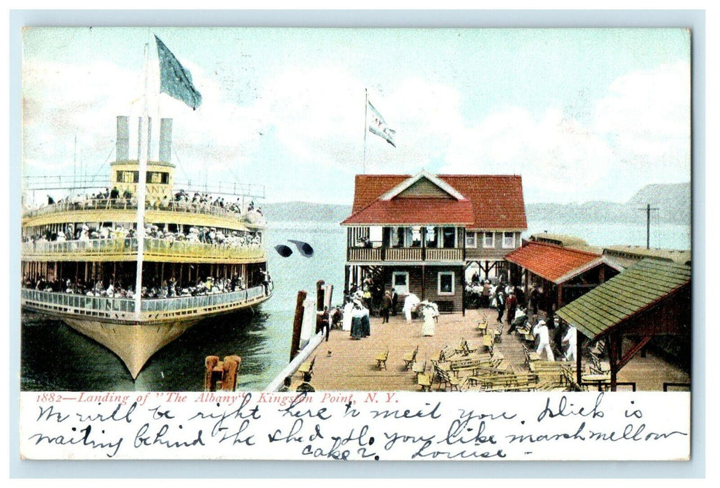 c1905 Landing Of The Albany Steamboat Kingston Point New York NY Postcard