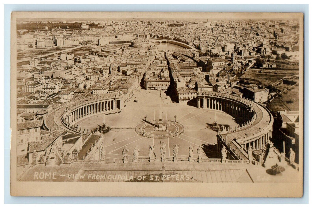 c1920's Rome Italy, View From Cupola Of St. Peters RPPC Photo Vintage Postcard