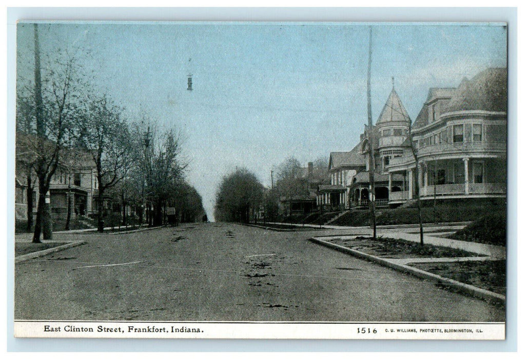 c1910s East Clinton Street, Frankfort Indiana IN Unposted Photoette Postcard