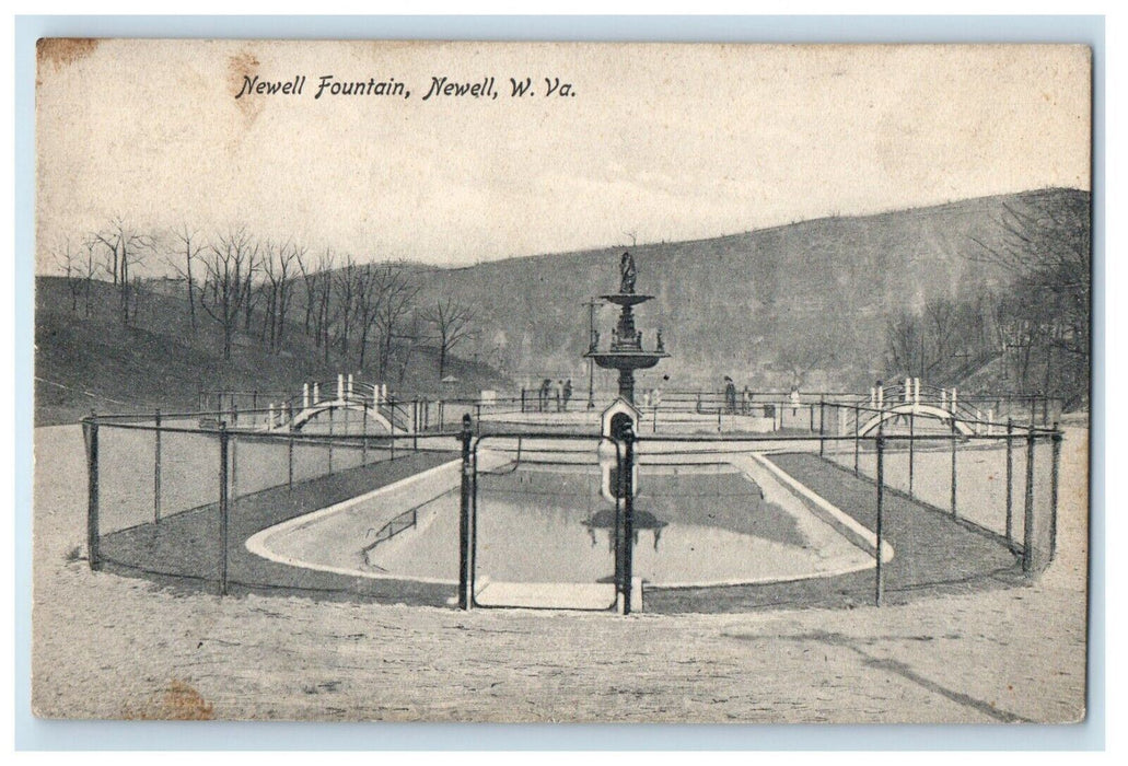 1912 Newell Fountain Newell West Virginia WV East Liverpool OH Postcard