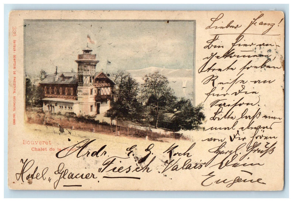 1900 Bouveeret Charet De La Foret Posted Antique Foreign Postcard
