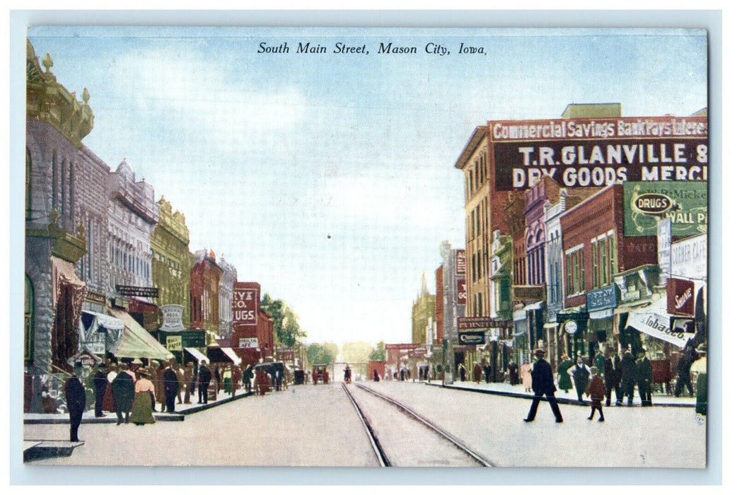 c1910s South Main Street, Mason City, Iowa IA Antique Unposted Postcard
