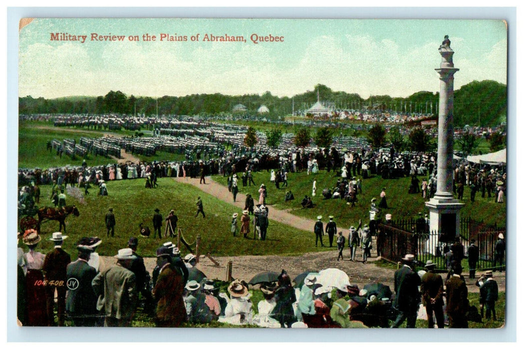 c1910 Military Review on the Plains of Abraham Quebec Canada CA Foreign Postcard