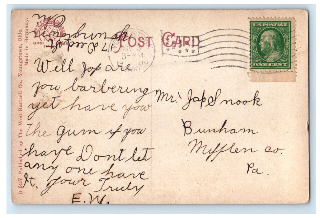 1909 Republic Iron & Steel Co. Plant at Night Youngstown OH Antique Postcard