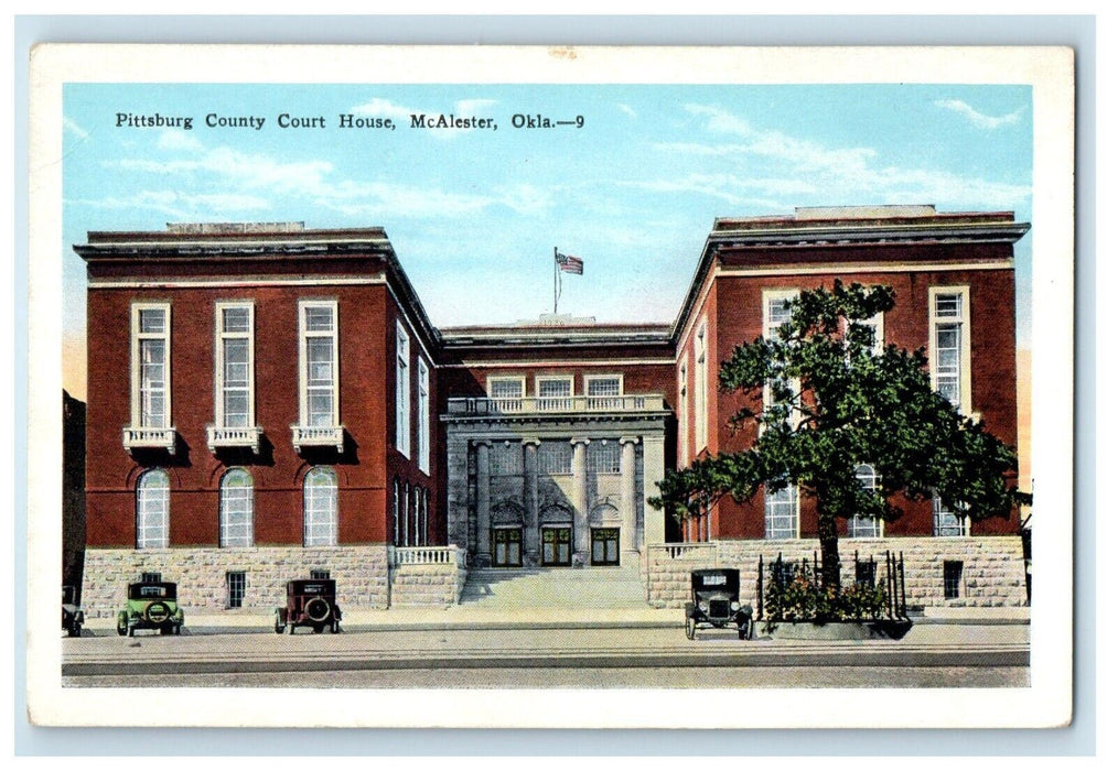 Pittsburg County Court House Cars McAlester Oklahoma OK Unposted Postcard