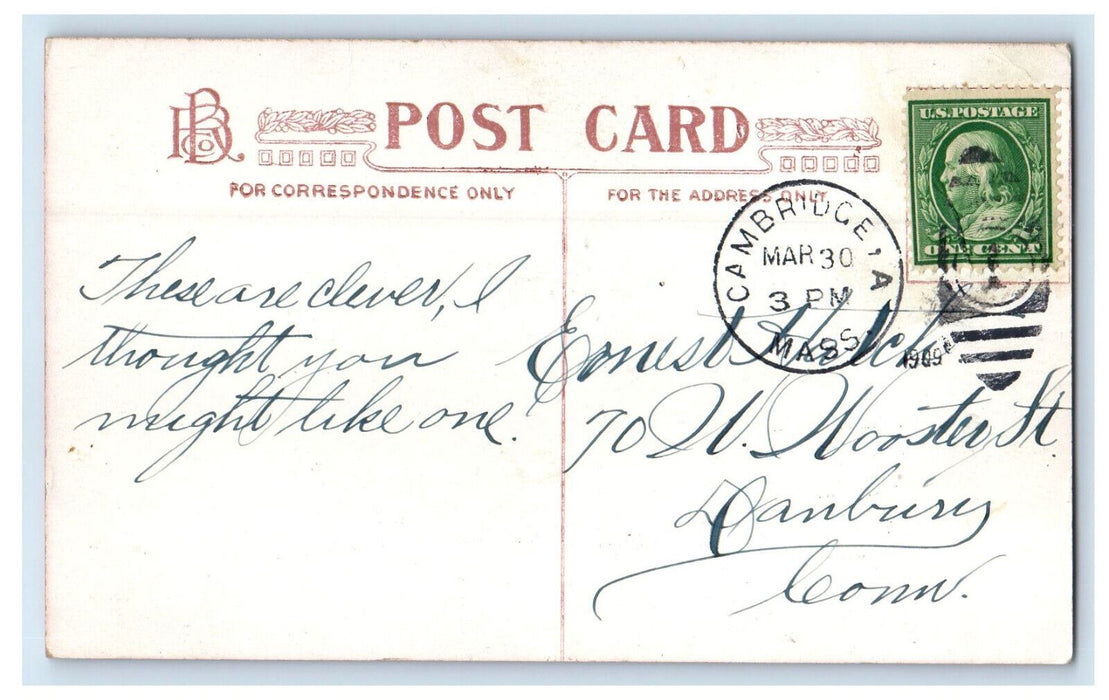 1909 Red Australian Ballot, Cambridge Massachusetts MA Posted Postcard