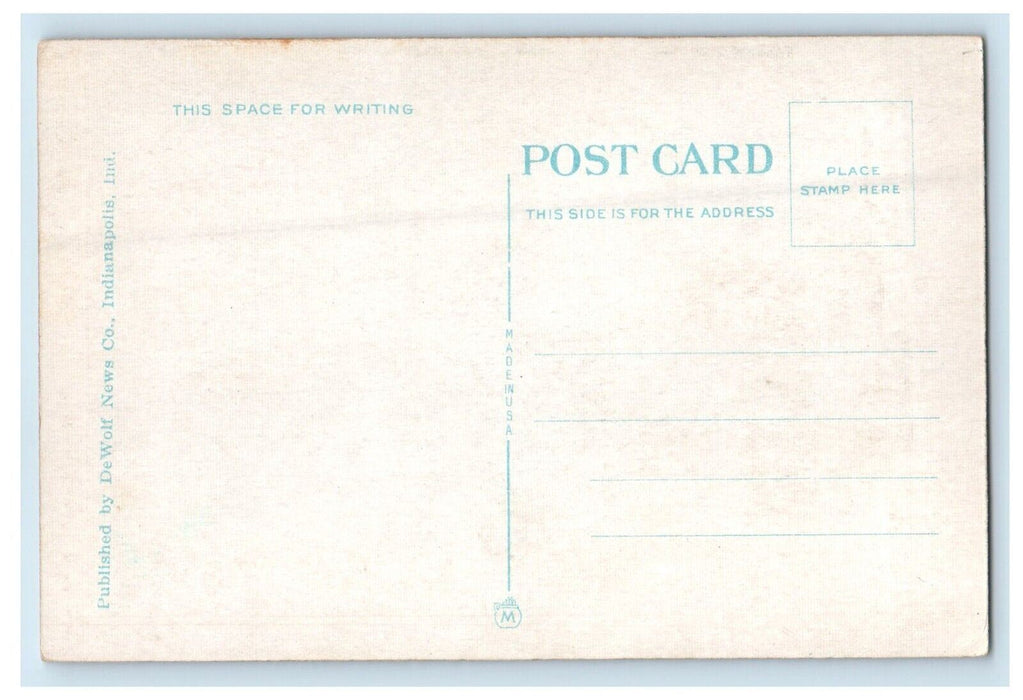 c1920's Washington And Illinois Street Cars Trolley Indianapolis IN Postcard