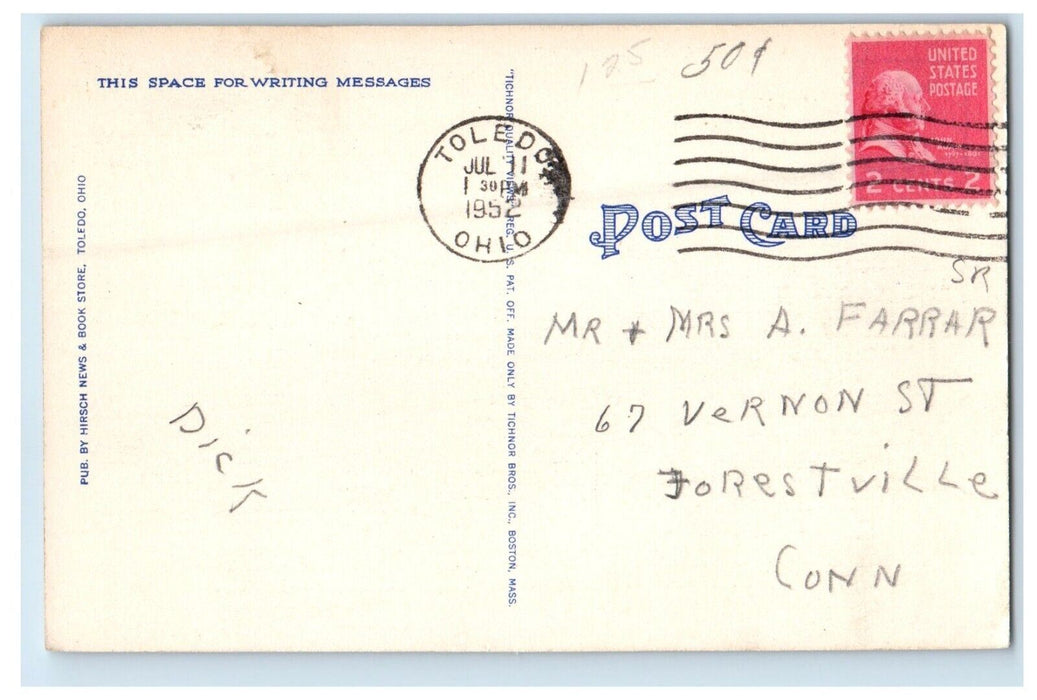 1952 Aerial View Of Toledo Ohio OH Posted Antique Postcard