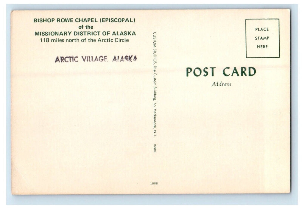 Bishop Rowe Chapel Episcopal Missionary District Arctic Circle Alaska Postcard