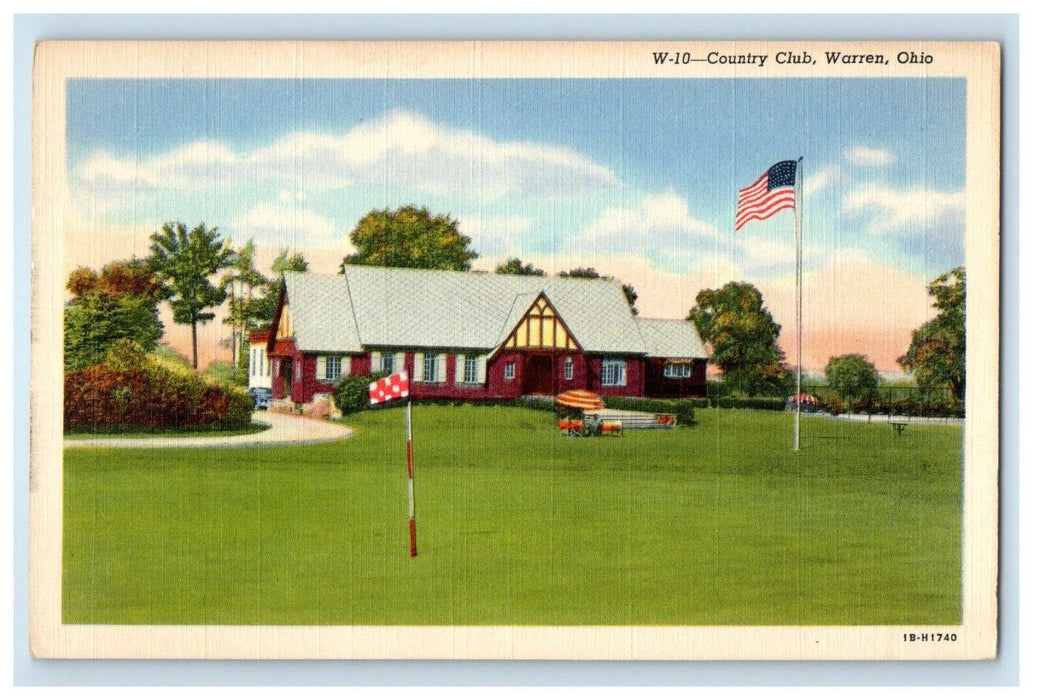 c1940's A View Of Country Club Warren Ohio OH Unposted Vintage Postcard