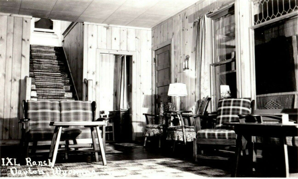 c1940's IXL Ranch Dayton Wyoming WY Interior Furniture RPPC Photo Postcard