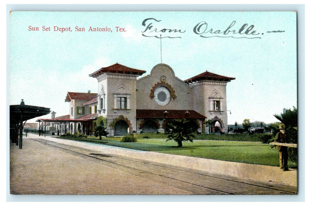 c1910 Sunset Depot San Antonio Texas TX Posted Antique Postcard