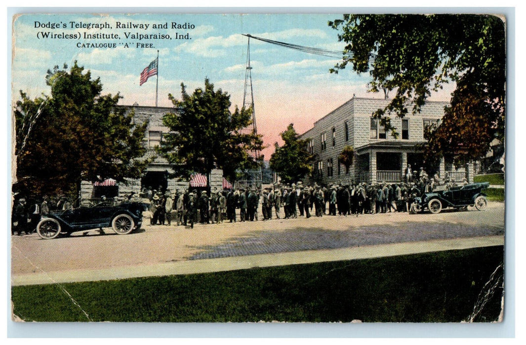 c1910 Dodge's Telegraph, Railway and Radio Institute Valparaiso IN Postcard