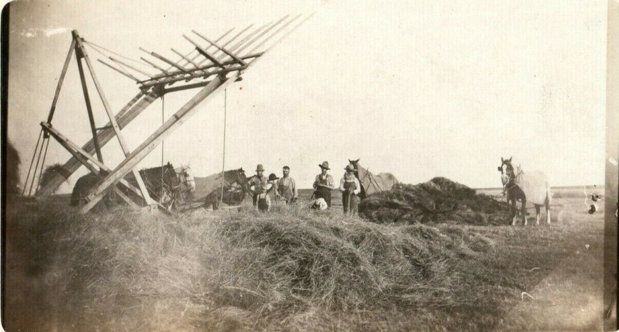 1915 Aberdeen South Dakota SD Hay Stacker Farmers Equipment RPPC Photo Postcard