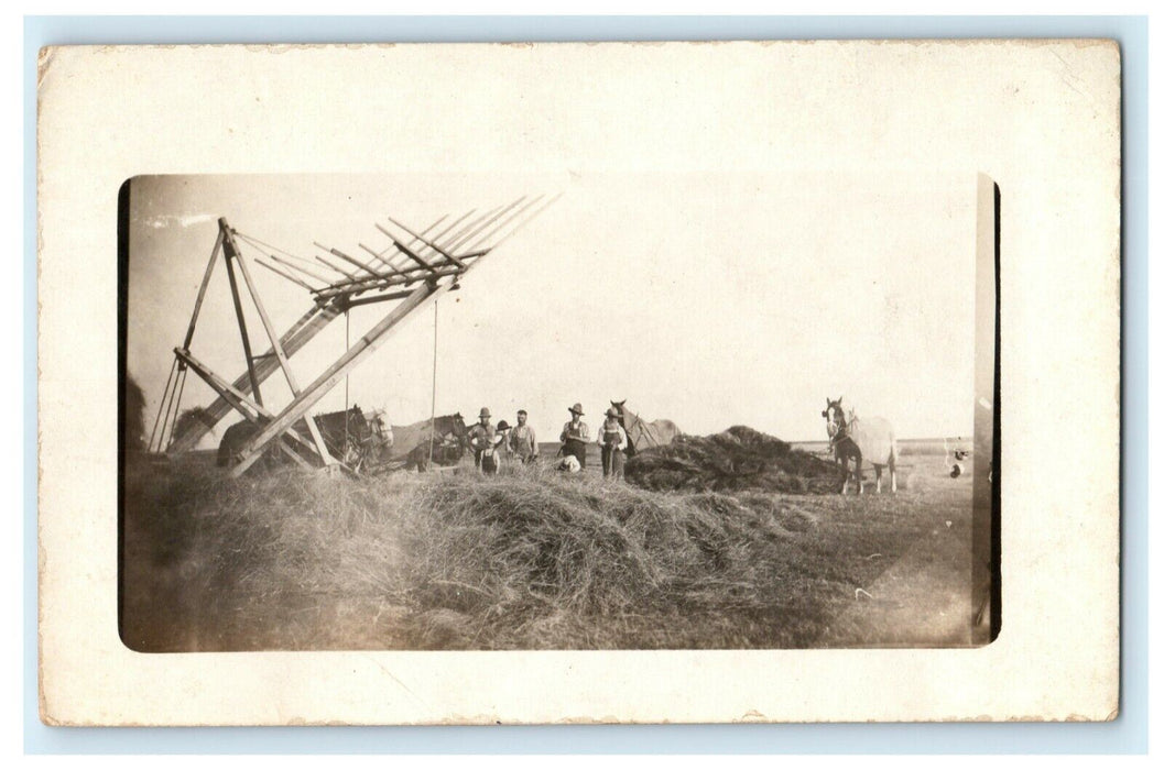 1915 Aberdeen South Dakota SD Hay Stacker Farmers Equipment RPPC Photo Postcard