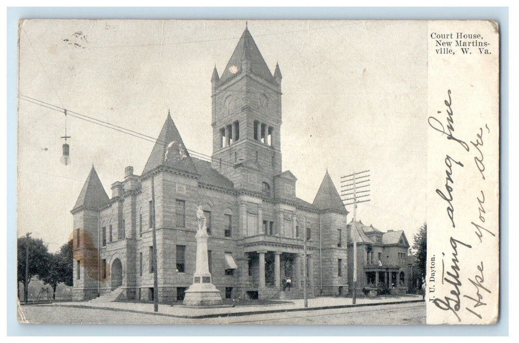 c1905 Court House Building New Martinsville West Virginia WV Antique Postcard